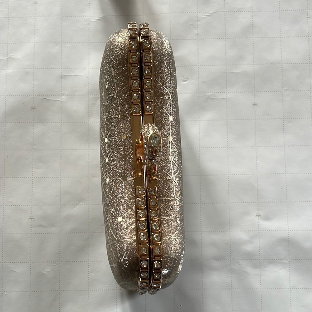 Shimmering Gold Clutch with Ring Handle - Picture 2 of 6